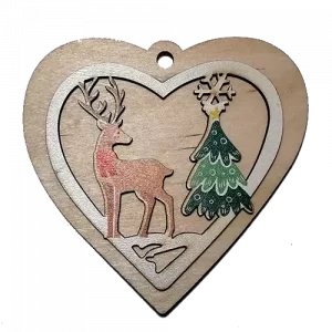 Karácsonyfadísz - natúr színű szív